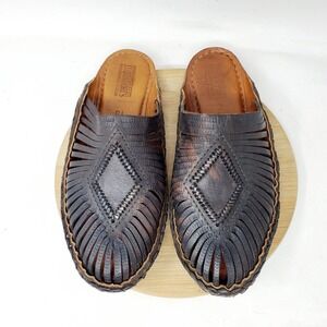 Mohinders Slippers Womens 10 Diamond Slide Brown Leather Mule Crepe Sole Shoes